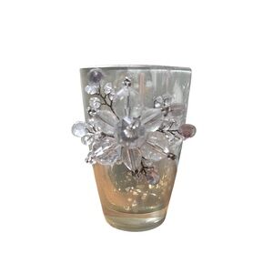 Lazer International Glass, Mercury Glass Crystal Beaded Decoration 4.5" high EUC